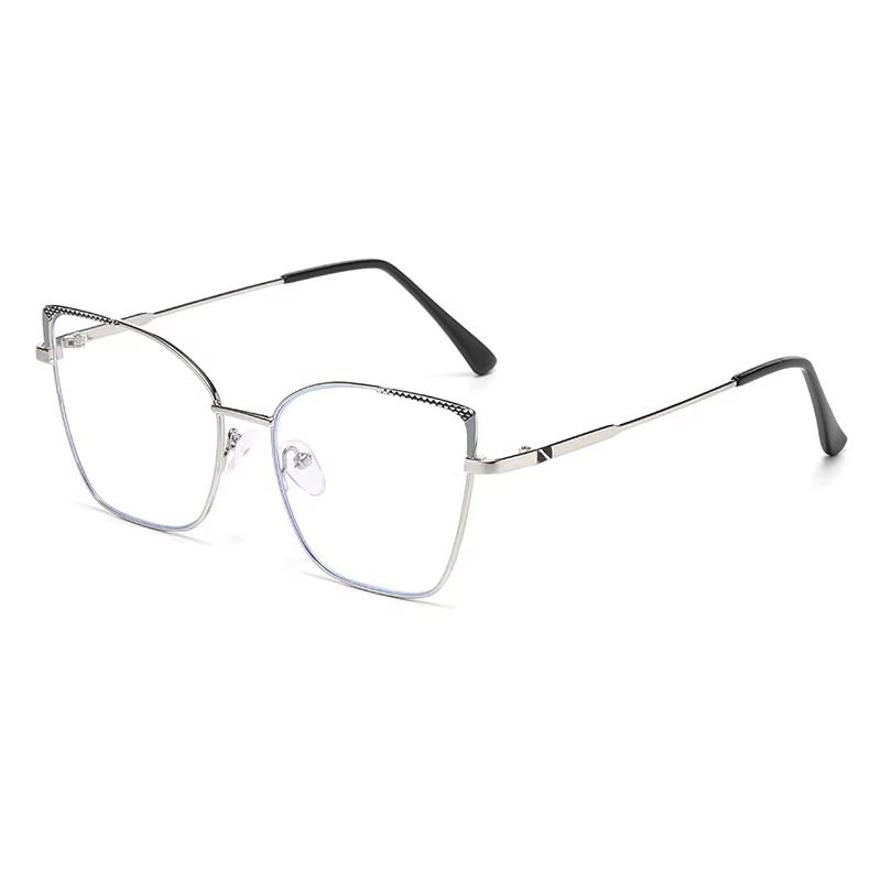 Best Quality Newest Comfortable Reading Glasses Photochromic Anti Blue Light Metal Cat Eye Frame Optical Simple Eyeglasses