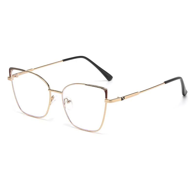 Best Quality Newest Comfortable Reading Glasses Photochromic Anti Blue Light Metal Cat Eye Frame Optical Simple Eyeglasses