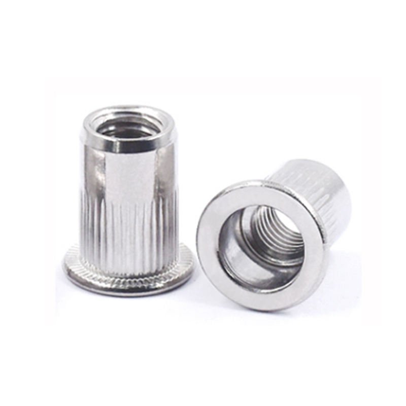 M6 M8 M12 Stainless Steel Polishing Passivate Plain SS304 316 316L A2 A4 70 80 ANSI AISI 304 316 Knurled Flat Head Rivet Nut