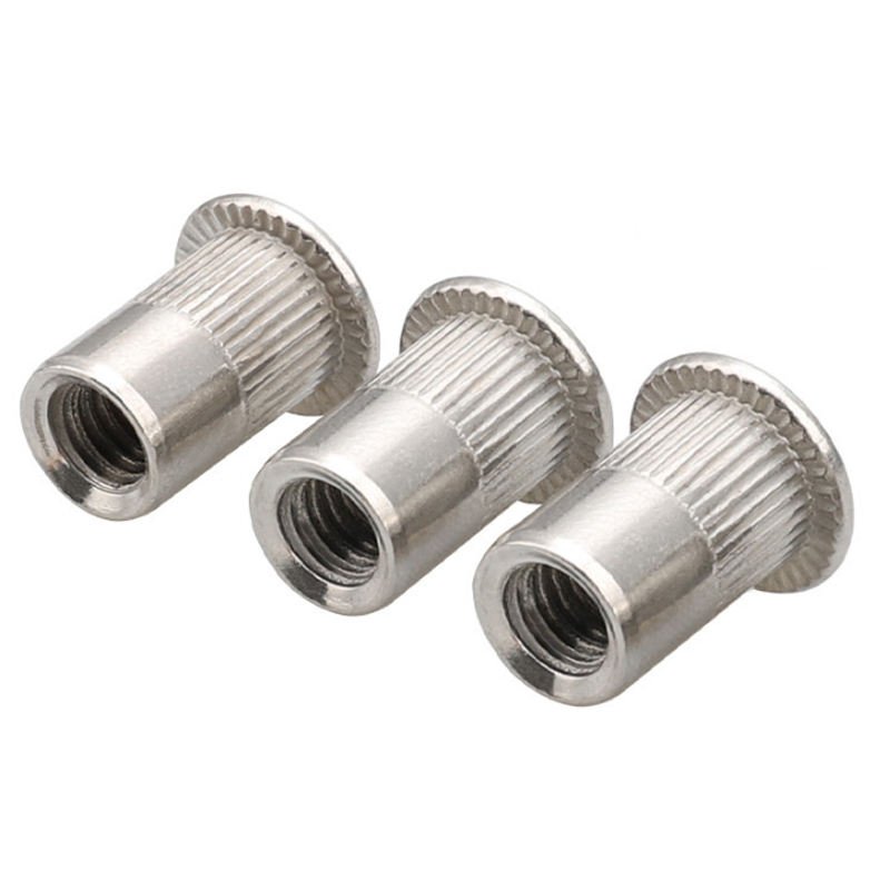 M6 M8 M12 Stainless Steel Polishing Passivate Plain SS304 316 316L A2 A4 70 80 ANSI AISI 304 316 Knurled Flat Head Rivet Nut