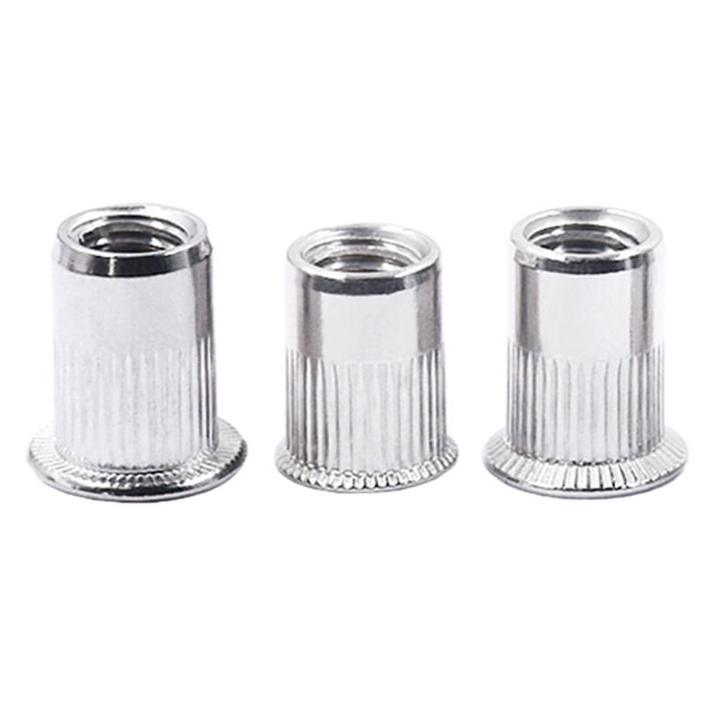 M6 M8 M12 Stainless Steel Polishing Passivate Plain SS304 316 316L A2 A4 70 80 ANSI AISI 304 316 Knurled Flat Head Rivet Nut