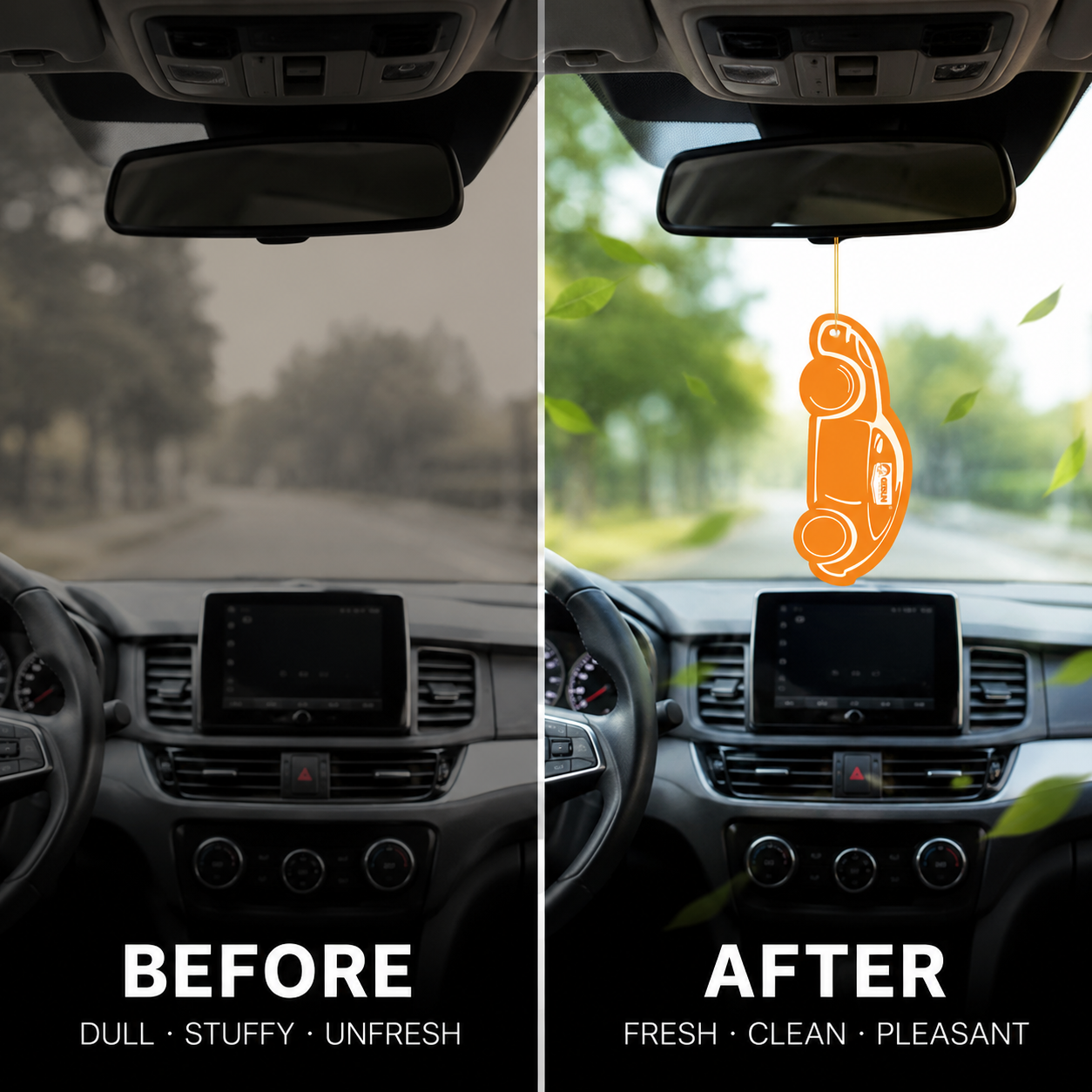Getsun Orange Hanging Air Freshener Car Perfume Long Lasting Fragrance Paper Card Deodorizer Auto Interior Decor