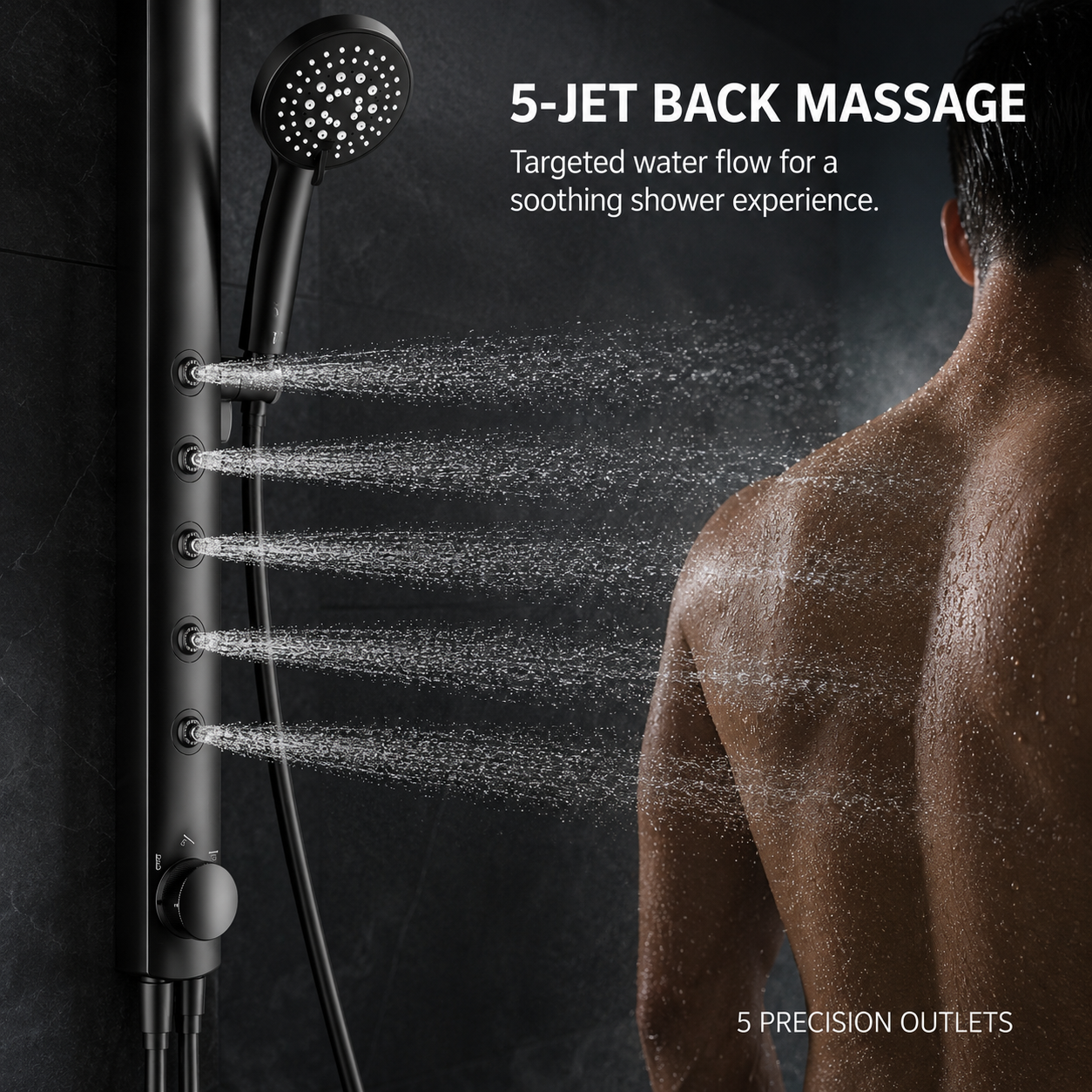 Modern Brass Chrome Shower Column System with 5 Body Massage Jets Rainfall Mixer Tap Wall Mounted Shower Set Bathroom