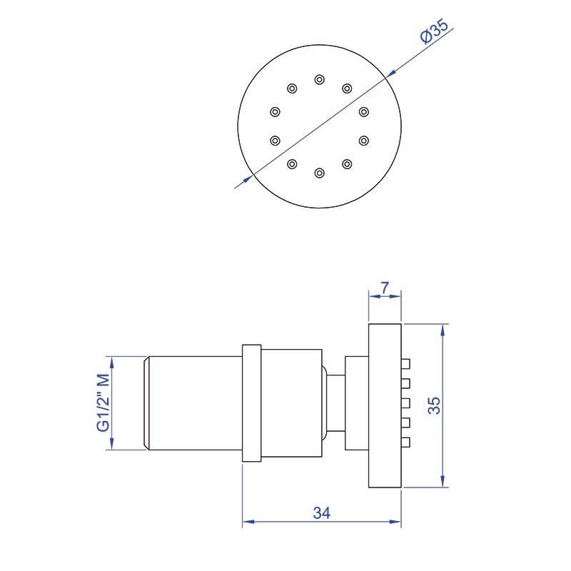 Round Adjustable Solid Brass Massage Shower Body Jet for Bathroom Use