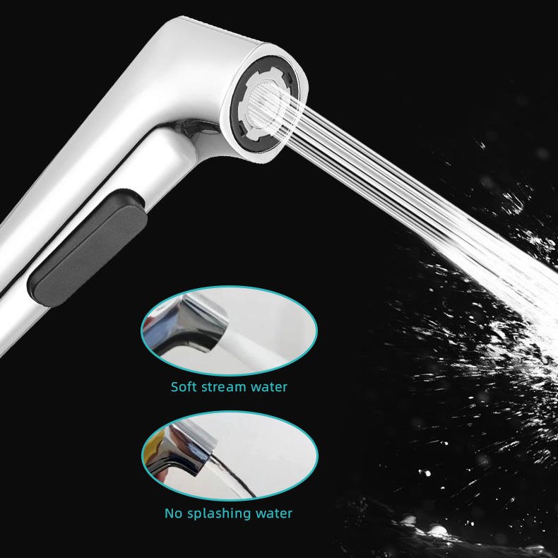 New Shattaf, Chrome ABS New Button Press Shattaf Sprayer for Toilet, Health Faucet Bidet Spray, Toilet Sprayer