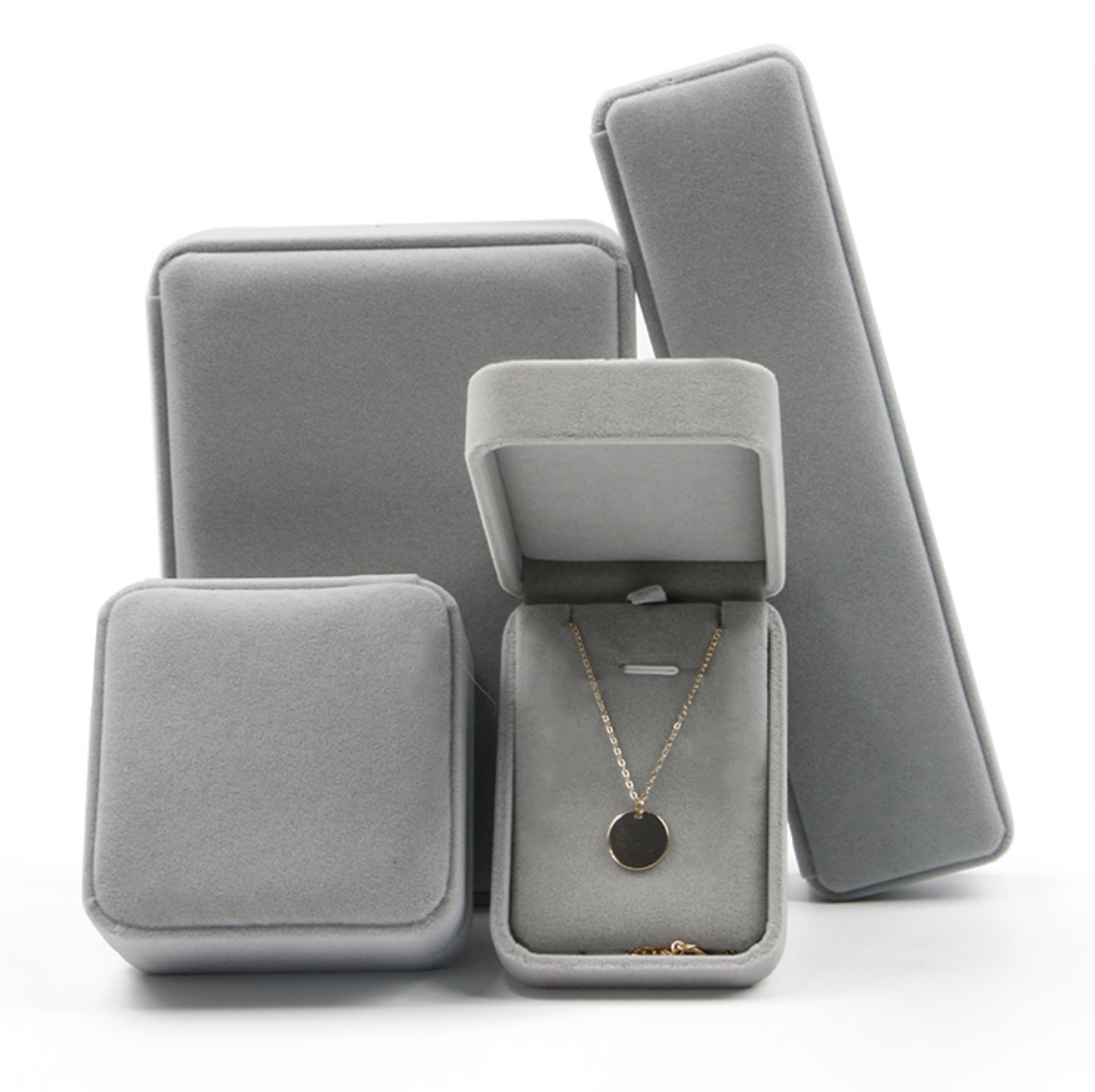 Wholesale Bulk Wedding logo Custom Jewelry Packaging Boxes Velvet Jewellery Packaging Box
