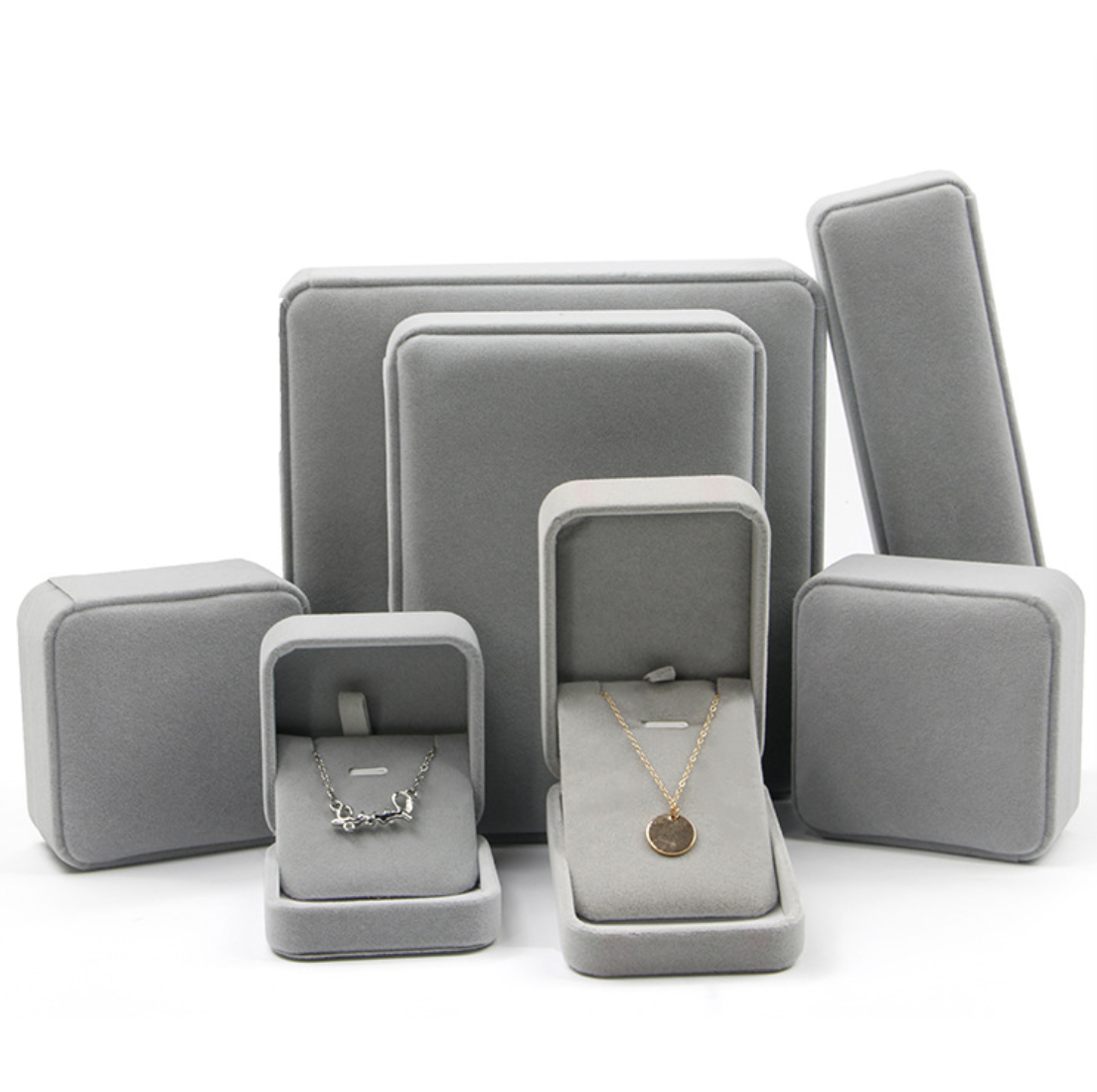 Wholesale Bulk Wedding logo Custom Jewelry Packaging Boxes Velvet Jewellery Packaging Box