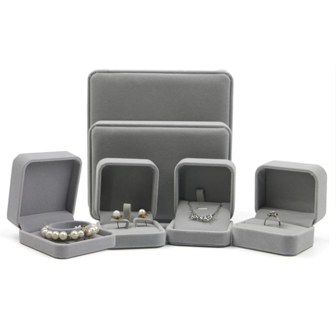 Wholesale Bulk Wedding logo Custom Jewelry Packaging Boxes Velvet Jewellery Packaging Box