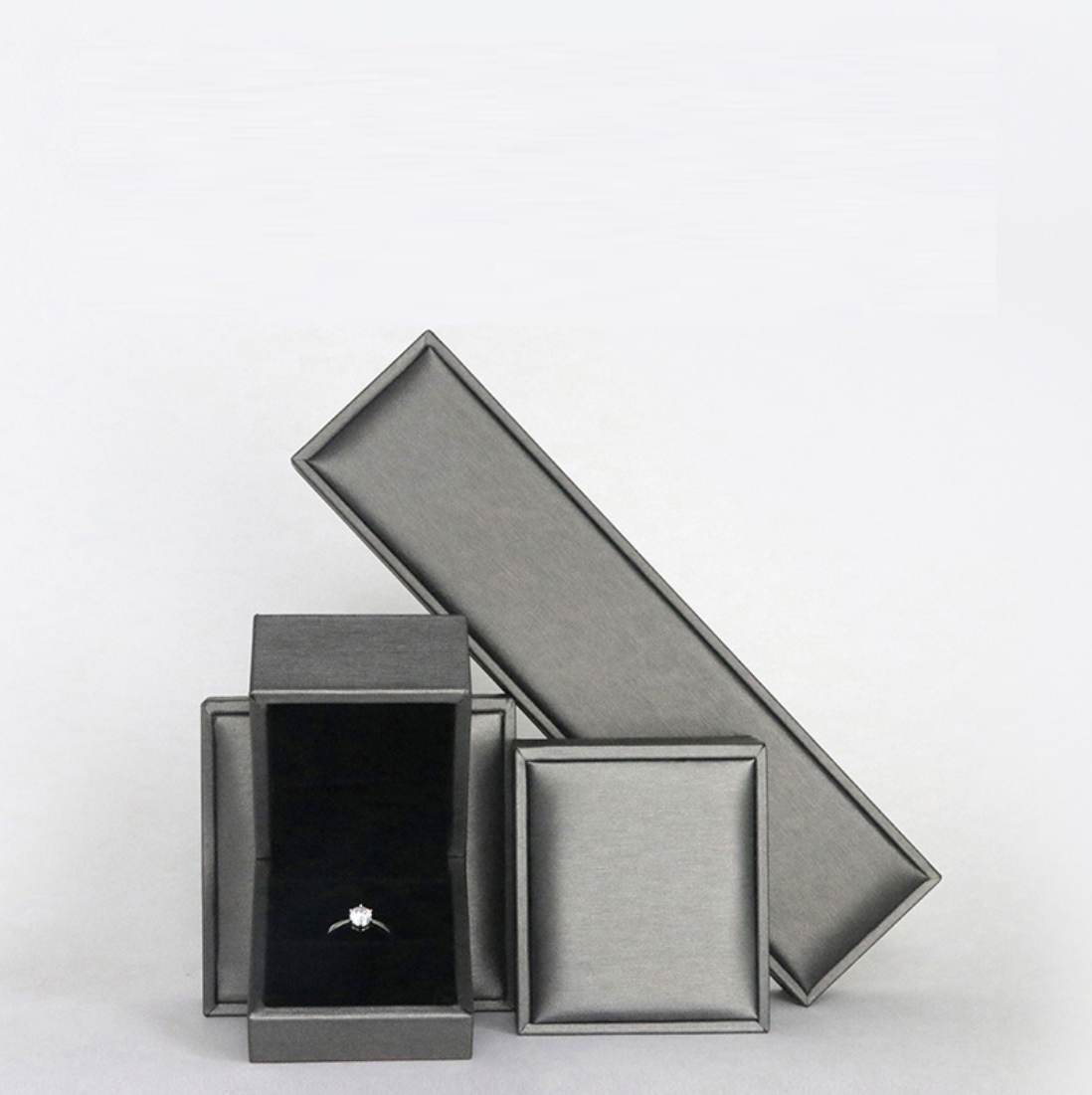 Fashion Classic Luxury Customized Leather Jewelry Boxes Different Sizes Leather Blue Box Jewelry Ring Box Empty