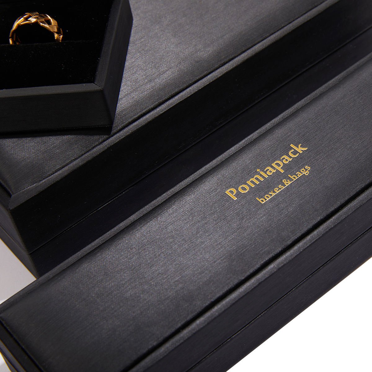 2025 Custom logo Luxury Black Leather Jewellery Box Packaging Ring Earring Bracelet Package Box
