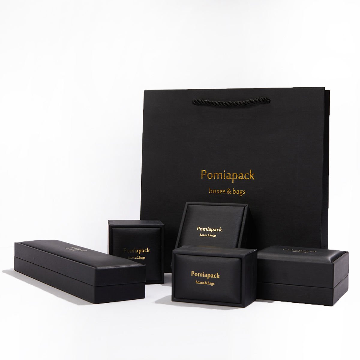 2025 Custom logo Luxury Black Leather Jewellery Box Packaging Ring Earring Bracelet Package Box