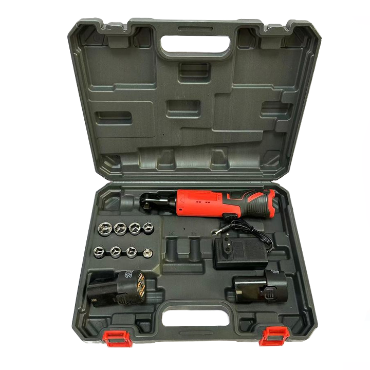 12V Cordless Industrial Brushless Electric Ratchet Wrench Tool Set Adjustable Angle 3 Drive 120Nm Max Torque 2 Batteries 1