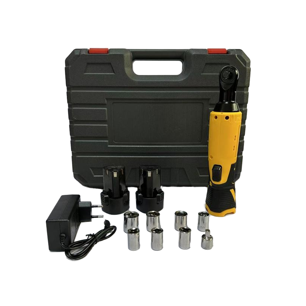 12V Cordless Industrial Brushless Electric Ratchet Wrench Tool Set Adjustable Angle 3 Drive 120Nm Max Torque 2 Batteries 1