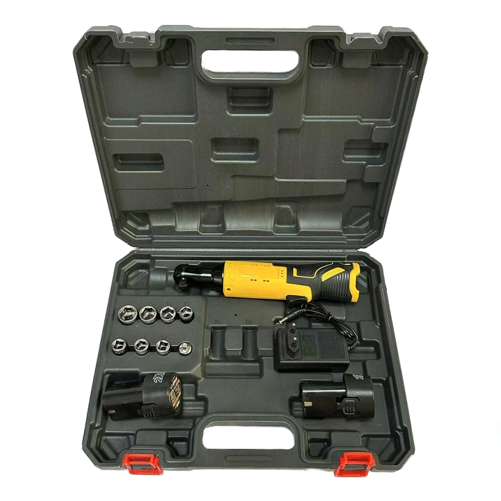 12V Cordless Industrial Brushless Electric Ratchet Wrench Tool Set Adjustable Angle 3 Drive 120Nm Max Torque 2 Batteries 1