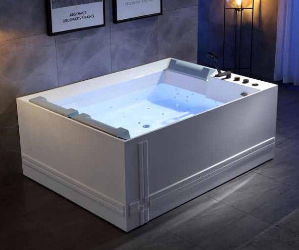 Modern Freestanding Ceramic Bathtub with Pop-up Drainer Oval Surfing Massage Design for Bathroom