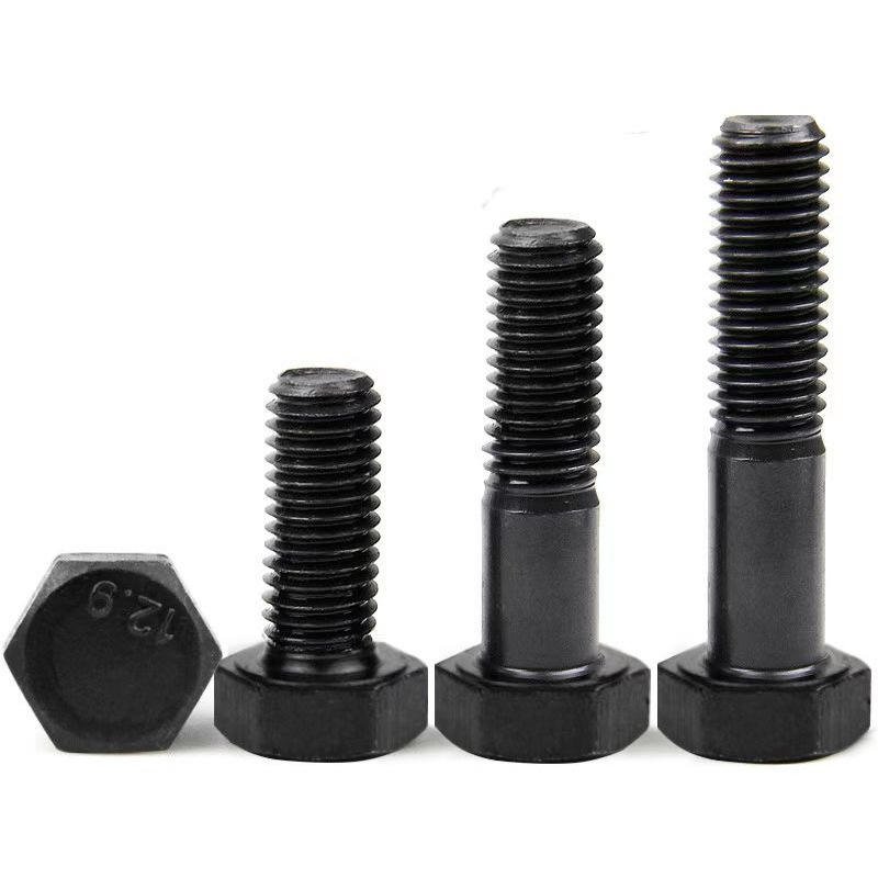 External Hexagon Head Bolt 8.8 Grade Black Oxide Coating Full Thread Hex Bolt Stable Strength Assembly Screw for Wholesale