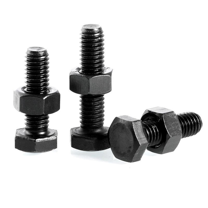 External Hexagon Head Bolt 8.8 Grade Black Oxide Coating Full Thread Hex Bolt Stable Strength Assembly Screw for Wholesale