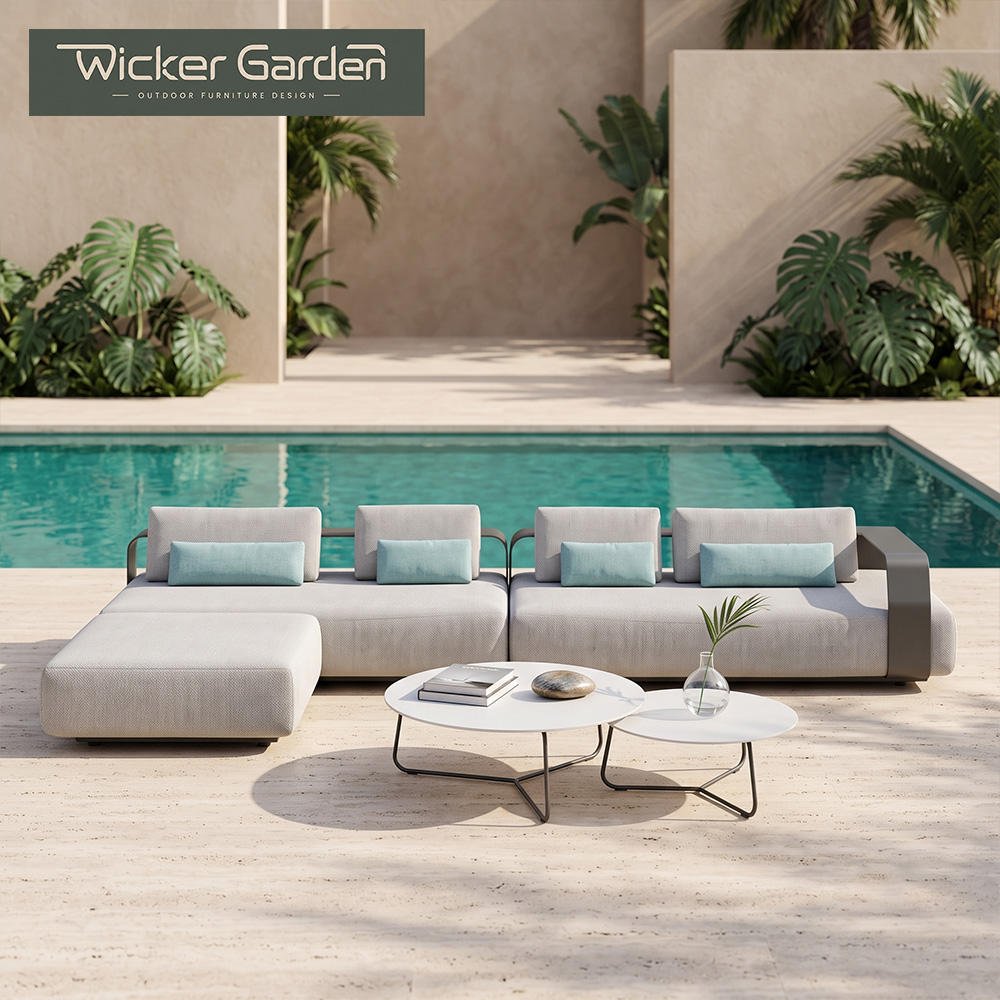 Modern Minimalist Aluminum Outdoor Sofa Modular Combination All-Weather Rust-Proof Garden Set for Living Room & Outdoor Use