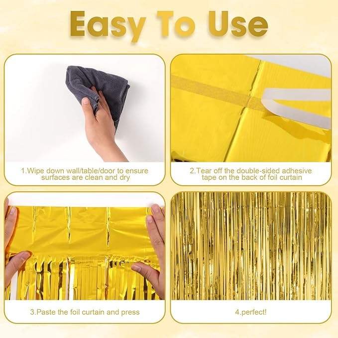 YACHEN Birthday Wedding Party Backdrop Decoration 1*2m Metallic Tinsel Foil Fringe Curtains for Party Photo Booth Prop In Stock