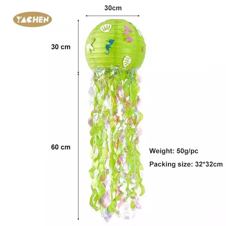 YACHEN Quality Jellyfish Paper Lanterns Mermaid Theme Birthday Party Wall Hanging Decoration Supplies Diy Paper Lantern