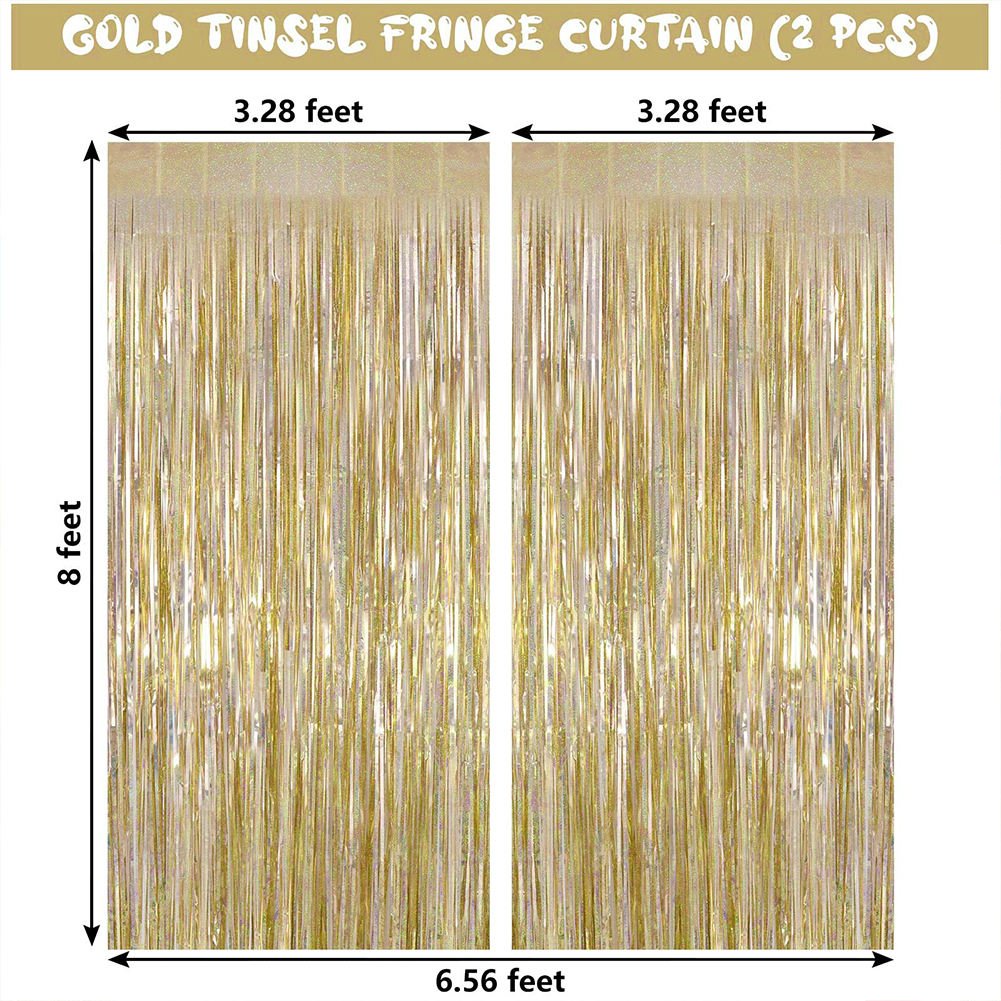 Birthday Wedding Decoration Adult Anniversary Decor Bachelorette Party Backdrop Curtains Glitter Gold Tinsel Fringe Foil Curtain