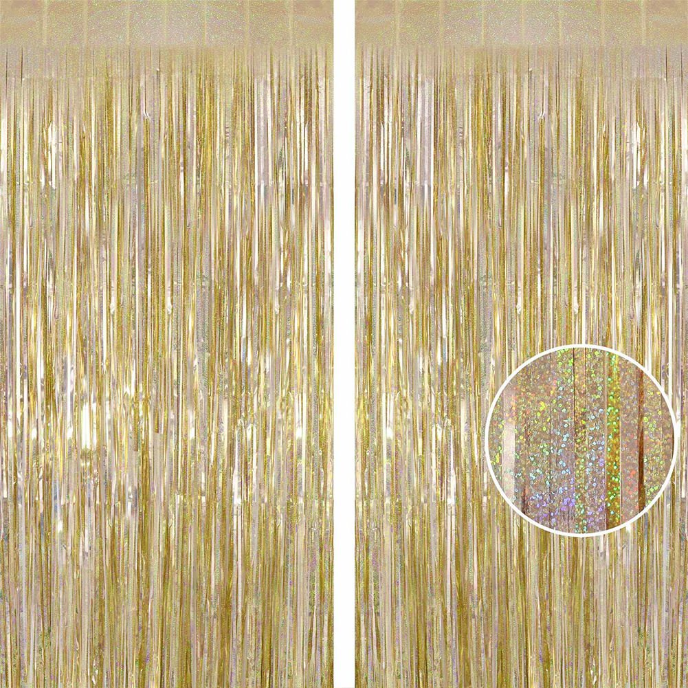 Birthday Wedding Decoration Adult Anniversary Decor Bachelorette Party Backdrop Curtains Glitter Gold Tinsel Fringe Foil Curtain