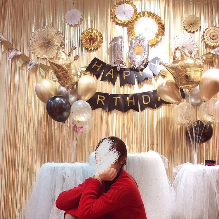 1*2M Rose Gold Metallic Foil Tinsel Fringe Curtain Birthday Party Decoration Wedding Photography Backdrop Curtain Photo Props