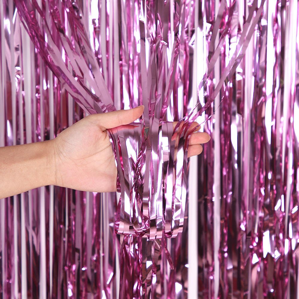 New Party Backdrop Tinsel Fringe Aluminum Thick Gold Door Colourful Shimmer Foil Curtain