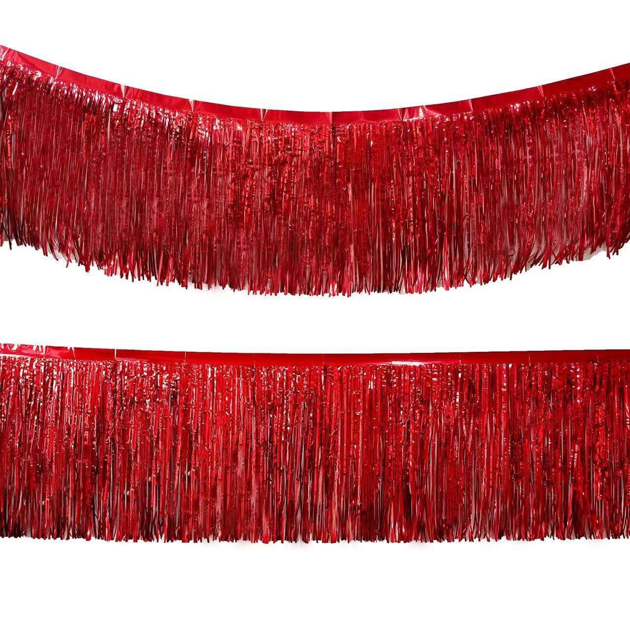 30cm*3m Foil Curtain Backdrop Birthday Party Decor Short Foil Tassel Banner Fringe Garland