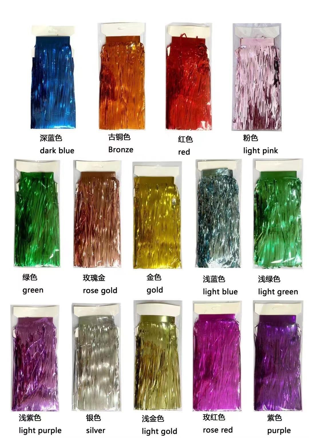 30cm*3m Foil Curtain Backdrop Birthday Party Decor Short Foil Tassel Banner Fringe Garland