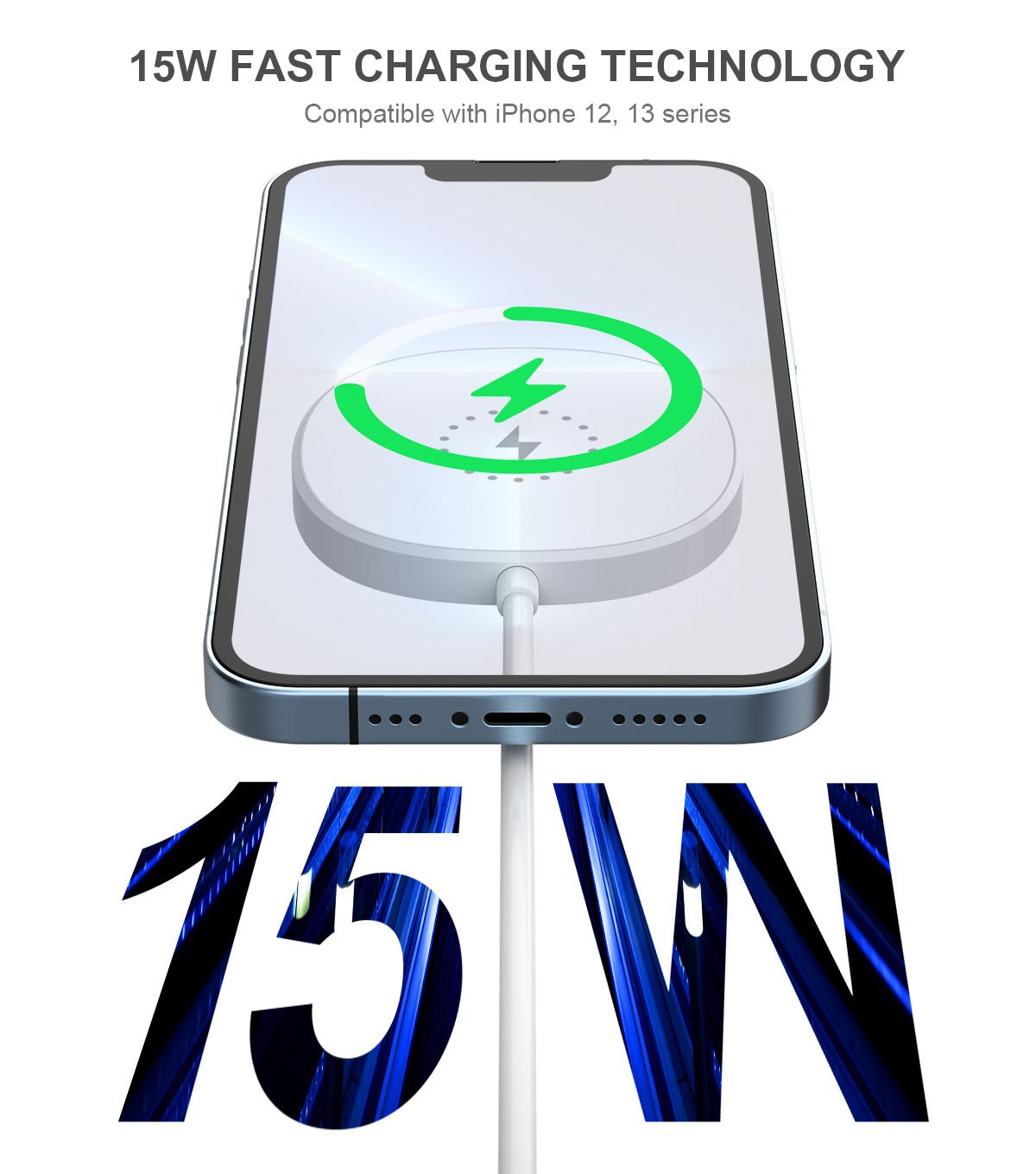 3 in 1 Magnetic Wireless Charger with Fast Charging Dual-Sided Design -enabled 15W Output for Smartphone & Computer