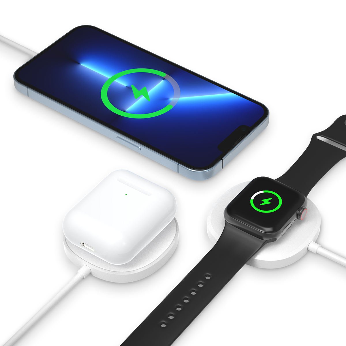 New 3-in-1 Magnetic Wireless Charger with FOD Function 7.5W/15W Output for iPhone & for A53