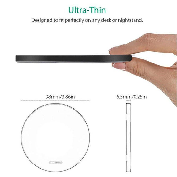 Universal 15W Max Fast Wireless Charger Ultra Thin Desk Charging Pad with USB Cable for iPhone Samsung Xiaomi