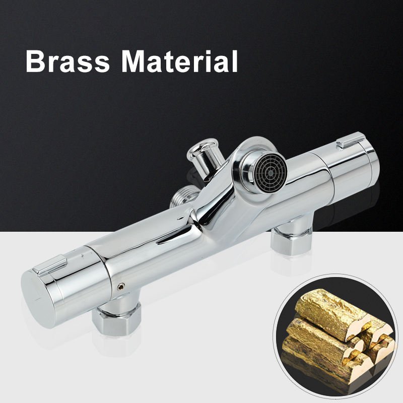 2026 Wall Mounted Chrome Modern Bathroom Double Outlet Thermostatic Bath Shower Mixer with Ceramic Valve Core
