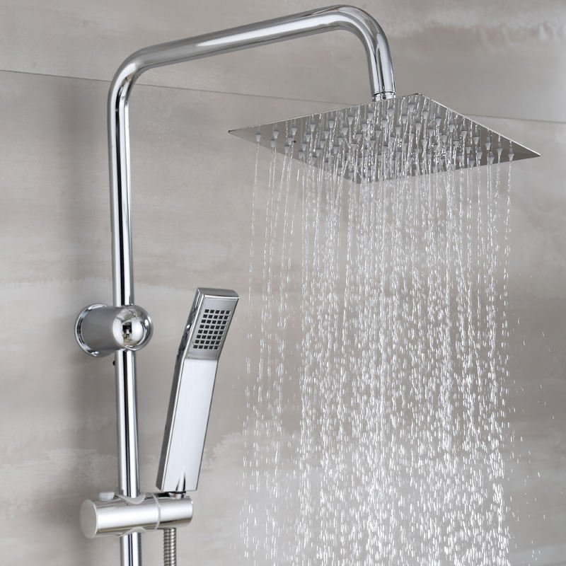 Chrome Plated Stainless Steel Wall Mount Faucet Single Handle Rainfall Shower Set Ceramic Hotels Brushed Finish Bathroom Taps