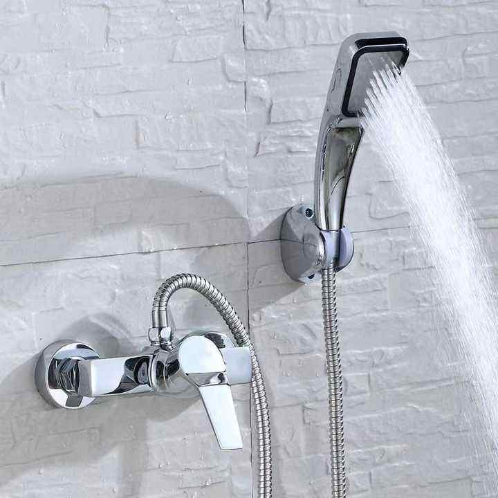 Economic Durable Chrome Bathtub Faucet Brass Hot Cold Water Bathroom Shower Mixer Set With Shower Head