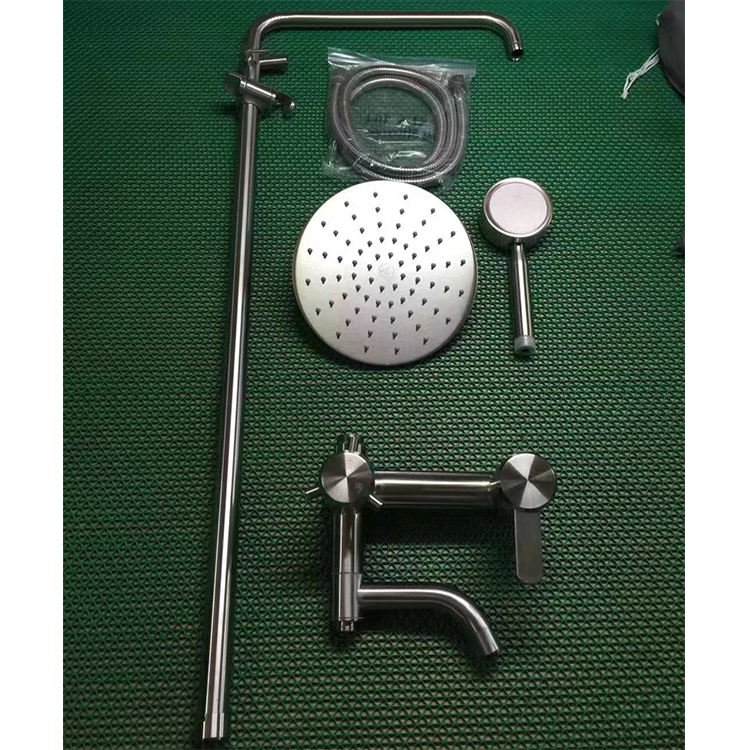 Commercial Shower Column Set 201 Stainless Steel Single Ceramic Modern Design Nickel Finish Wall-mount 3-Function Key Shower