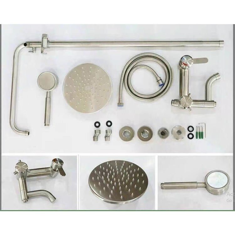 Commercial Shower Column Set 201 Stainless Steel Single Ceramic Modern Design Nickel Finish Wall-mount 3-Function Key Shower