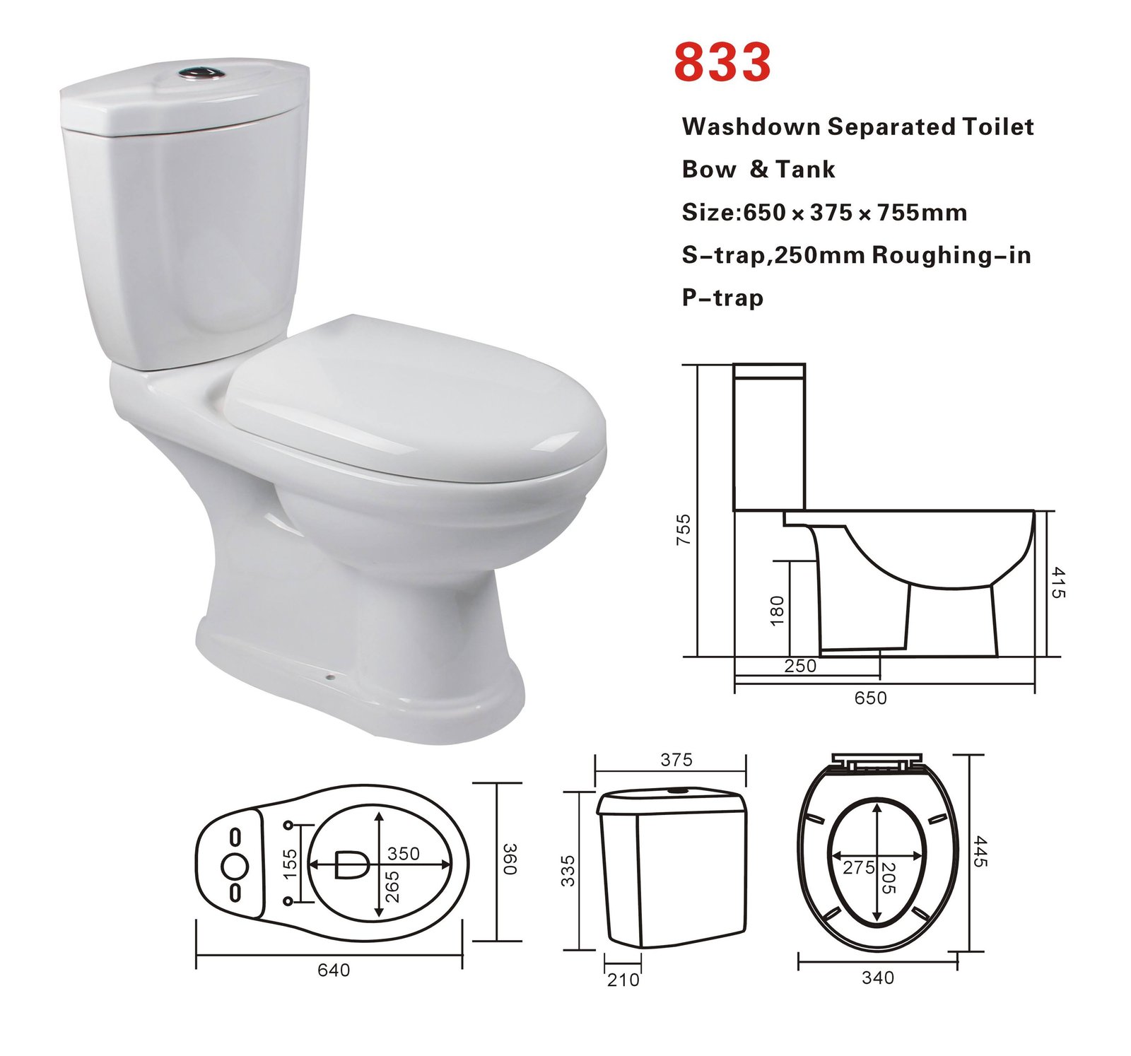 Two Piece Toilet Side Hole Wc Cheap Price Africa Market Two Piece Toilet Cheap Price Bathroom Toilet