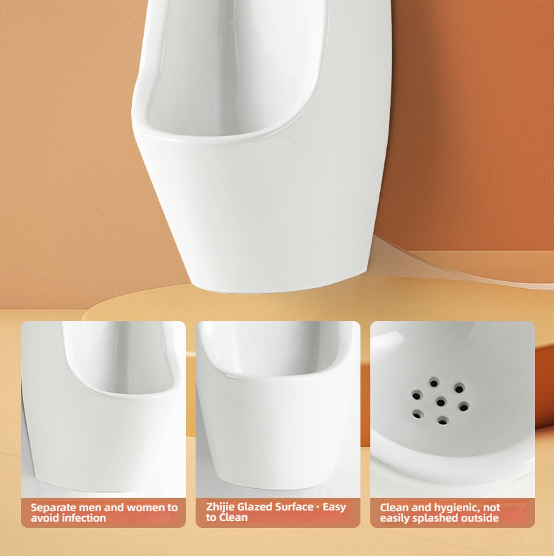 Wholesale Modern Sensor Wall-Mounted Ceramic Urinal with Gravity Flushing for Hotel & Hospital Use Men's Bathroom