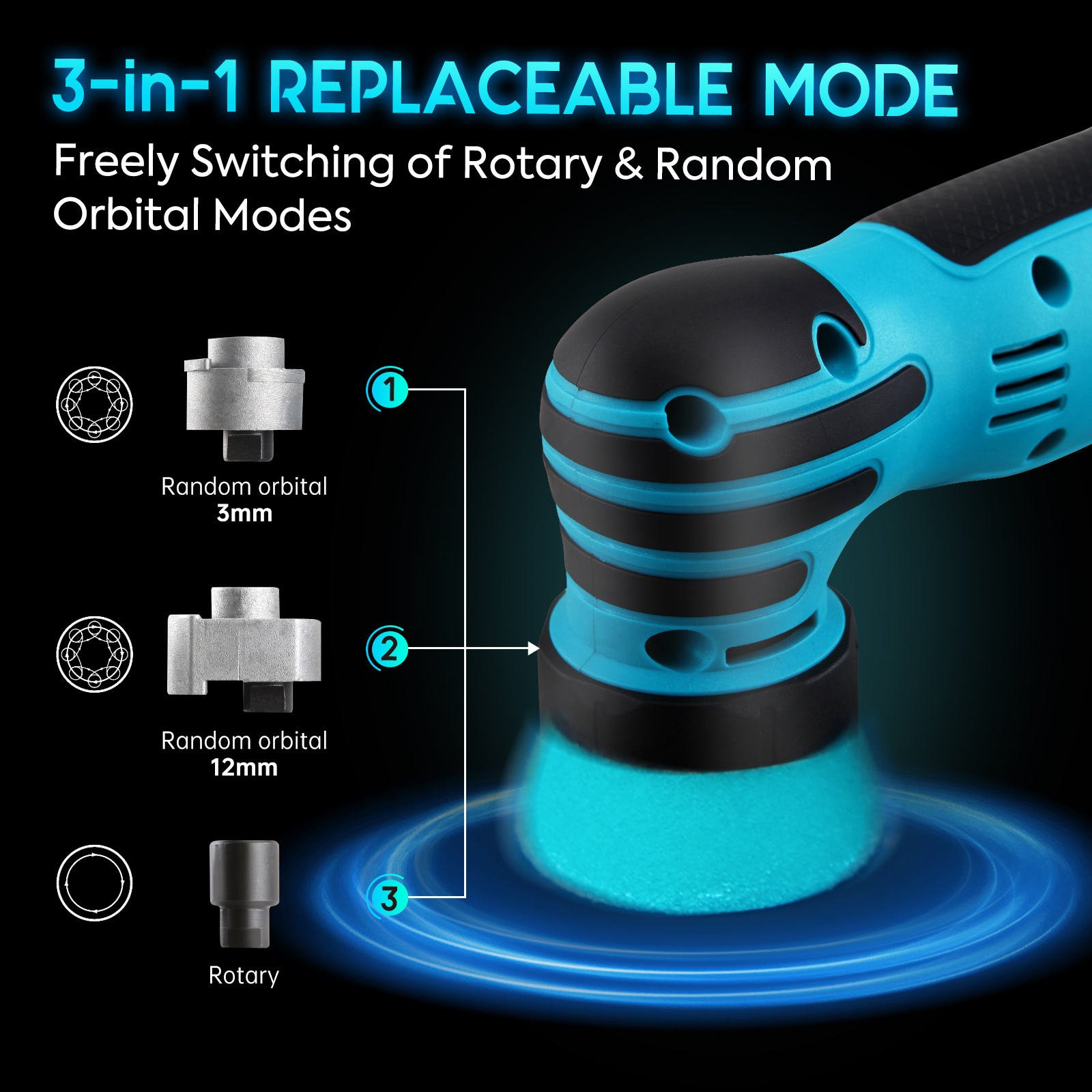 Car Shield 1.2/2 Inch 12V DC Mini Cordless DA Polisher Random Orbit Customizable Battery Car Polisher for Auto Detailing
