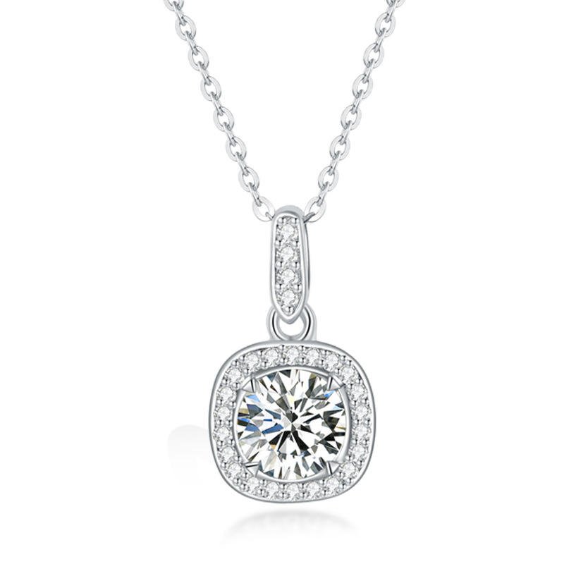 YSYH Elegant Women 925 Silver Jewelry Moissanite Necklace Sterling Silver Pendant Necklaces