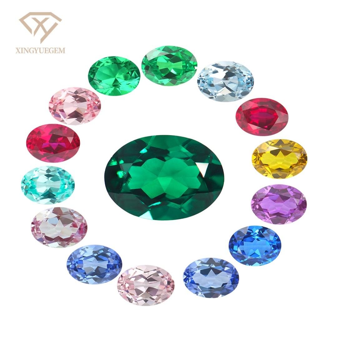 Wholesale Synthetic Colorful Oval Cut Loose Stones Lab Grown Sapphire Heat Treated with Color Play for Jewelry Making