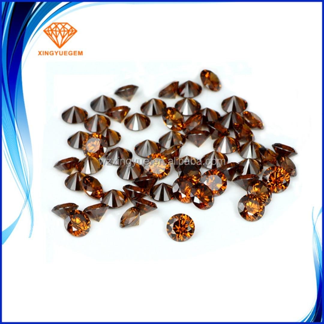 Hot Sale Brown 3mm Round Oval Shape Lab Created Cubic Zirconia with Fire Effect and Color Play Loose Bead for Jewelry Making