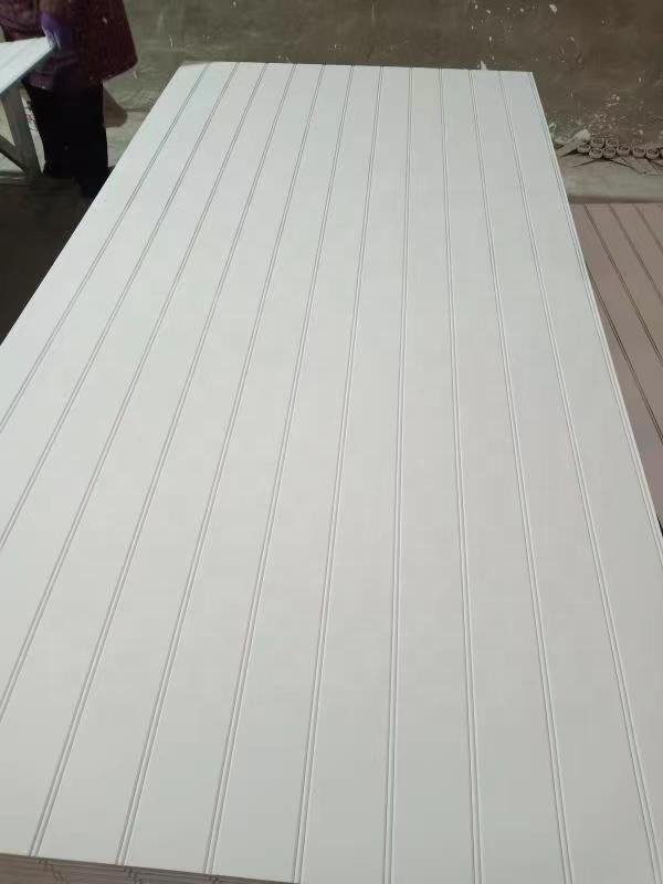 9mm W V White MDF Beadboard Modern E1 True Bead Decoration Wainscot Panel Fluted Wall Panel with Plastic Insert